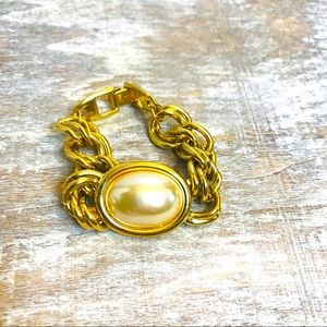 Vintage Napier Chain Link Pearl Bracelet